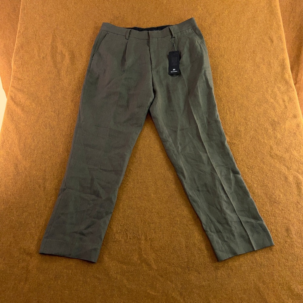 Matinique Mens 50 Sea Spray Green Linen MAweller Pleated Dress Pants NWT
